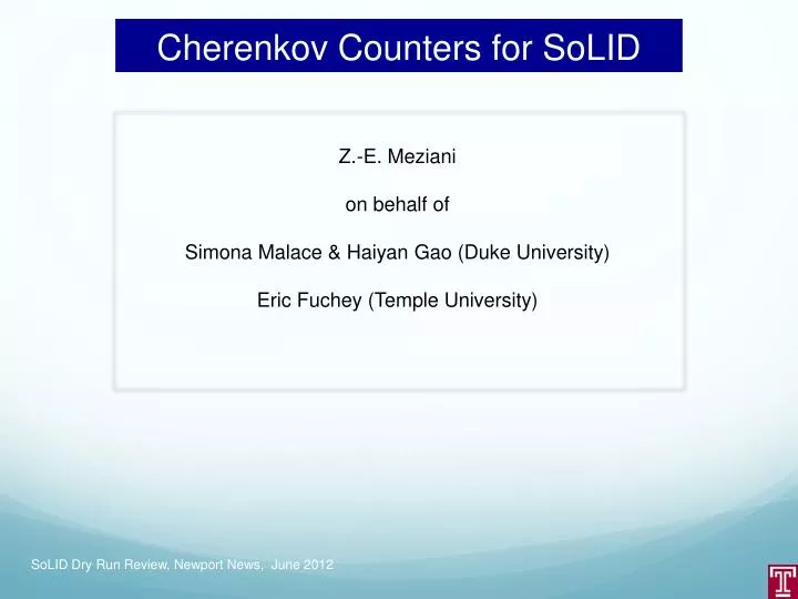 cherenkov counters for solid