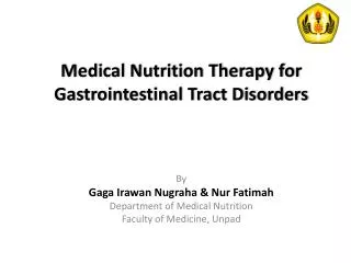 Medical Nutrition Therapy for Gastrointestinal Tract Disorders