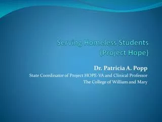 Serving Homeless Students (Project Hope)