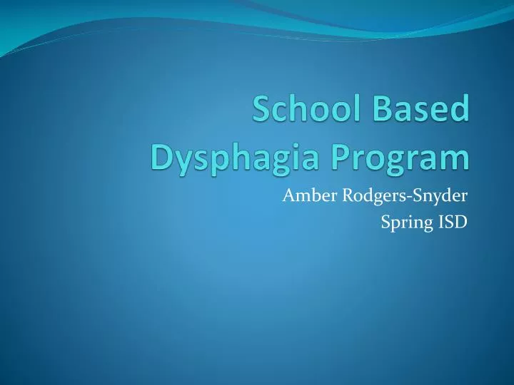 school based dysphagia program