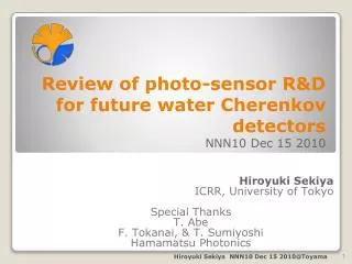 Review of photo-sensor R&amp;D for future water Cherenkov detectors NNN10 Dec 15 2010