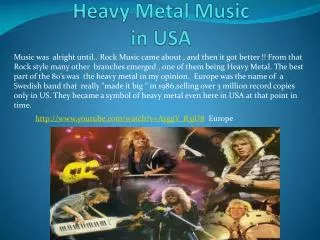 Heavy Metal Music in USA
