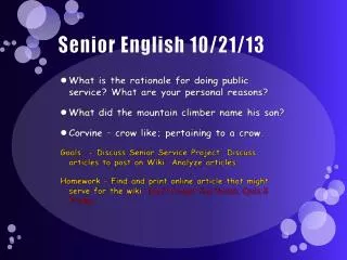 Senior English 10/21/13
