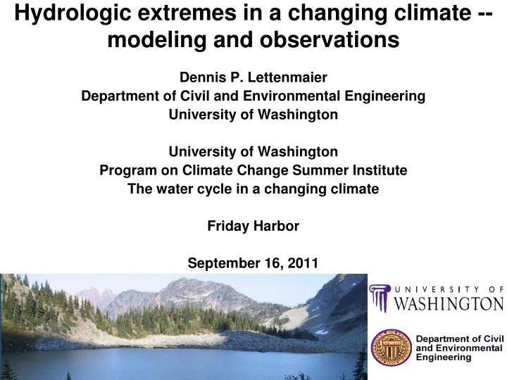 hydrologic extremes in a changing climate modeling and observations