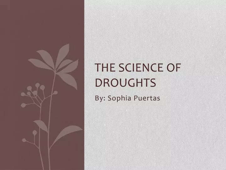 the science of droughts