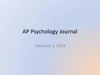 AP Psychology Journal