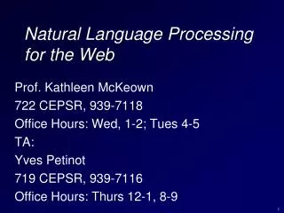 Natural Language Processing for the Web