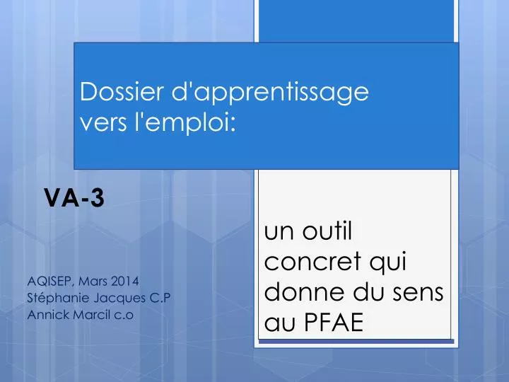 un outil concret qui donne du sens au pfae