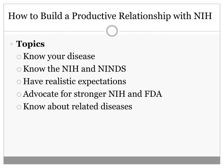 how to build a productive relationship with nih