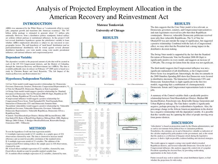 analysis of projected employment allocation in the american recovery and reinvestment act