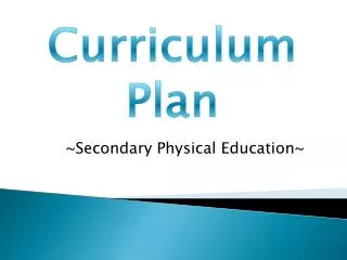 Curriculum Plan