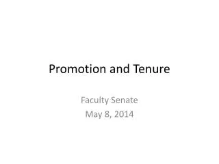 Promotion and Tenure
