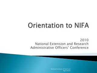 Orientation to NIFA