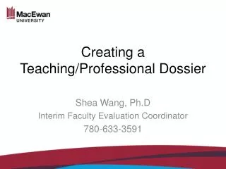 Creating a Teaching/Professional Dossier