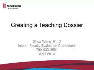 Creating a Teaching Dossier