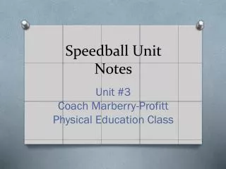 Speedball Unit Notes