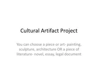 Cultural Artifact Project
