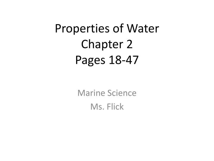 properties of water chapter 2 pages 18 47