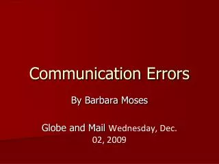 Communication Errors