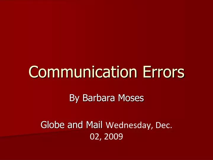 communication errors