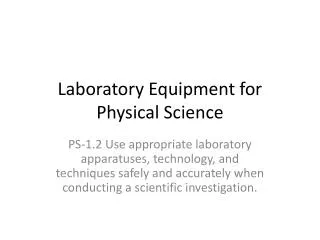 Laboratory Equipment for Physical Science