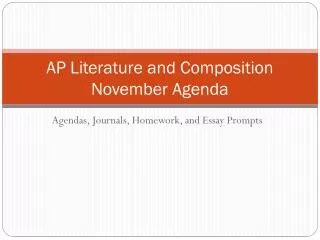 AP Literature and Composition November Agenda