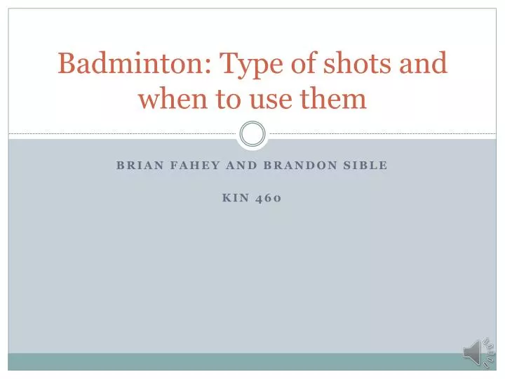 badminton type of shots and when to use them