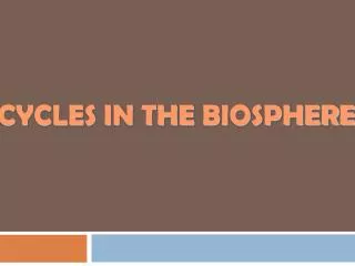 CYCLES IN THE bIOSPHERE