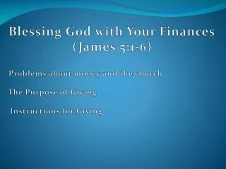 Blessing God with Your Finances