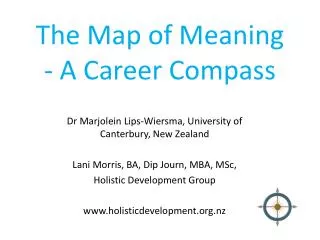 The Map of Meaning - A Career Compass