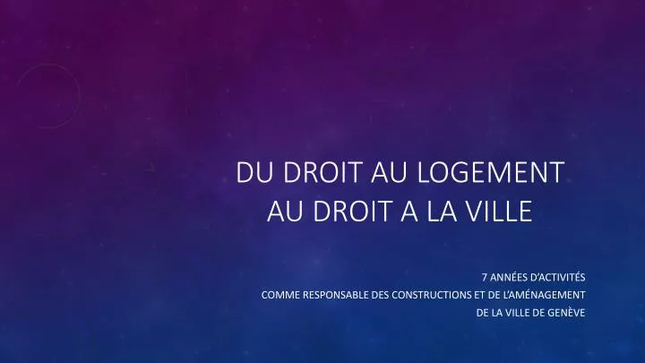 du droit au logement au droit a la ville