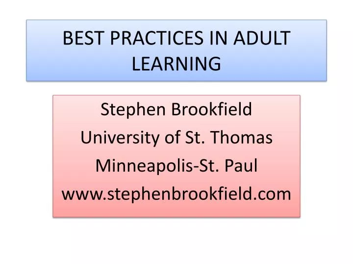 best practices in adult learning