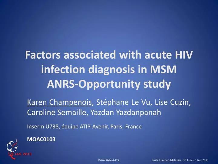 factors associated with acute hiv infection diagnosis in msm anrs opportunity study