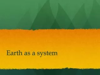 Earth as a system