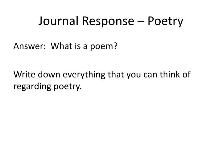 journal response poetry
