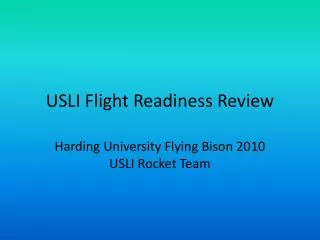 USLI Flight Readiness Review