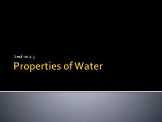 Properties of Water