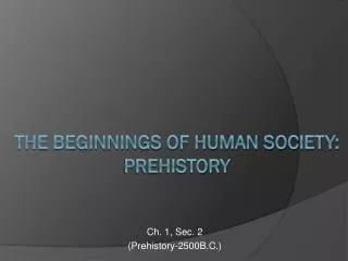 The Beginnings of human society: prehistory