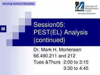 Session05: PEST(EL) Analysis (continued)