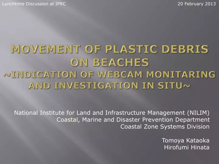 movement of plastic debris on beaches indication of w ebcam monitaring a nd investigation in situ