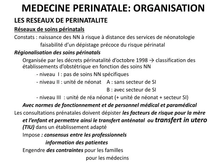 medecine perinatale organisation