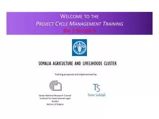 Welcome to the Project Cycle Management Training Day 2 Section 3