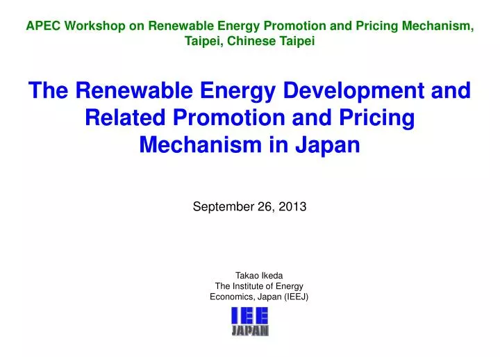 the renewable energy development and related promotion and pricing mechanism in japan