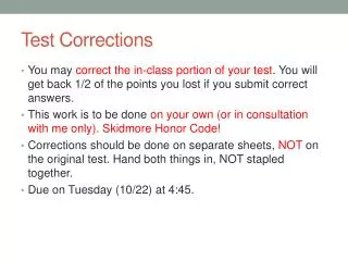 Test Corrections