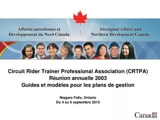 Circuit Rider Trainer Professional Association (CRTPA) Réunion annuelle 2003