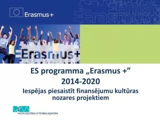 ES programma „Erasmus +” 2014-2020 Iespējas piesaistīt finansējumu kultūras nozares projektiem