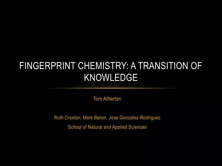 fingerprint chemistry a transition of knowledge