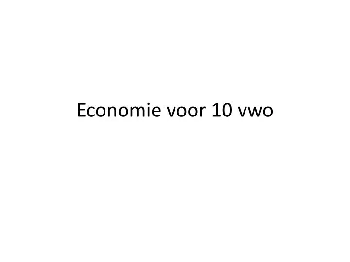 economie voor 10 vwo