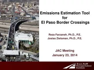 Emissions Estimation Tool f or El Paso Border Crossings