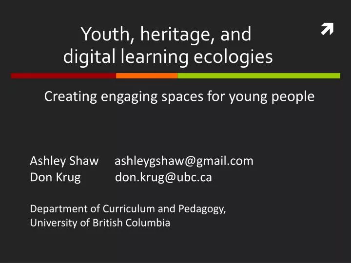 youth heritage and digital learning ecologies